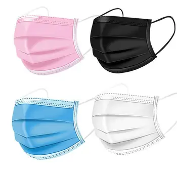 

Black Disposable Facemask Non-woven Three-layer Filter Adult Mouth Masks Anti Pollution Soft Breathable Face Cover Mascarillas