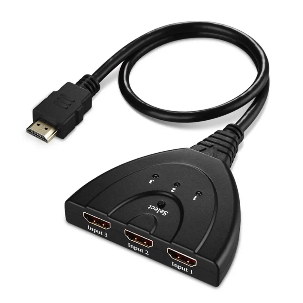 3 portas hdmi-compatível switcher adaptador av interruptor seletor conversor divisor hub hdtv pc 1080 p 3 em 1 fora poort hub