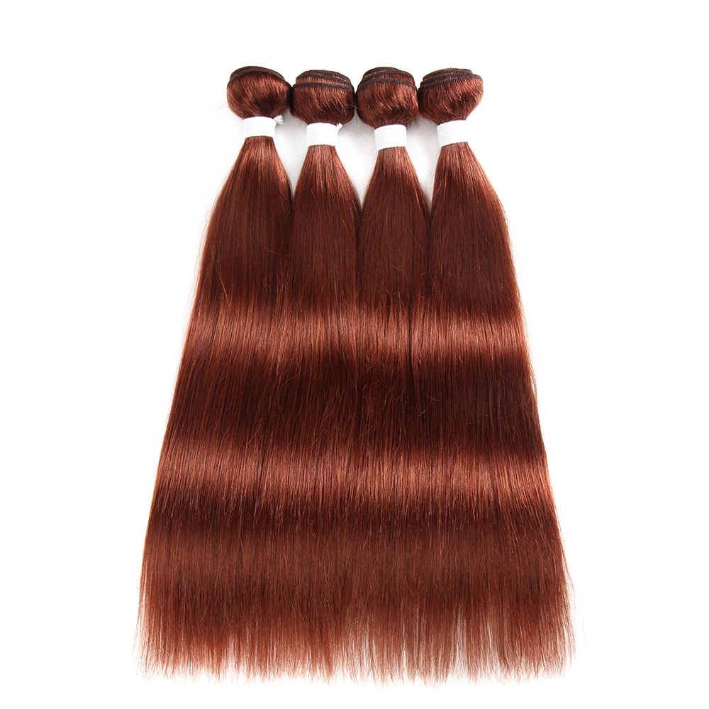 Каштановые человеческие волосы пряди с закрытием 4x4 KEMY Hair 3 шт. бразильские пучки