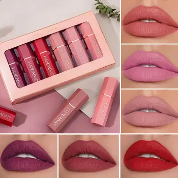 

6pcs/Lot Matte Lipstick Set Waterproof Long Lasting Up Velvet Cosmetic Make Lip Non-stick Lipstick Glosses Set Beauty S2W2