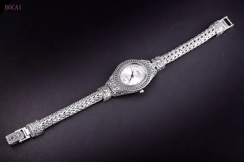 Серебро 925 пробы s925 Серебряные Браслеты для женщин новые модные ювелирные изделия тайский серебряный браслет часы для женщин