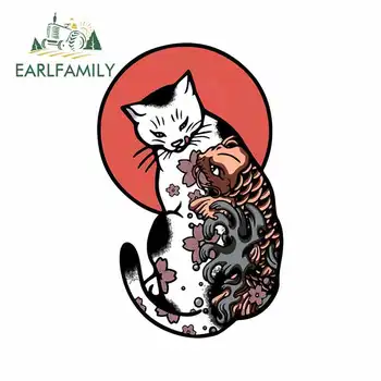 

EARLFAMILY 13cm x 8.1cm for Horitomo Monmon Cat Personality Car Stickers Vinyl Decal Decoration Suitable for VAN RV SUV