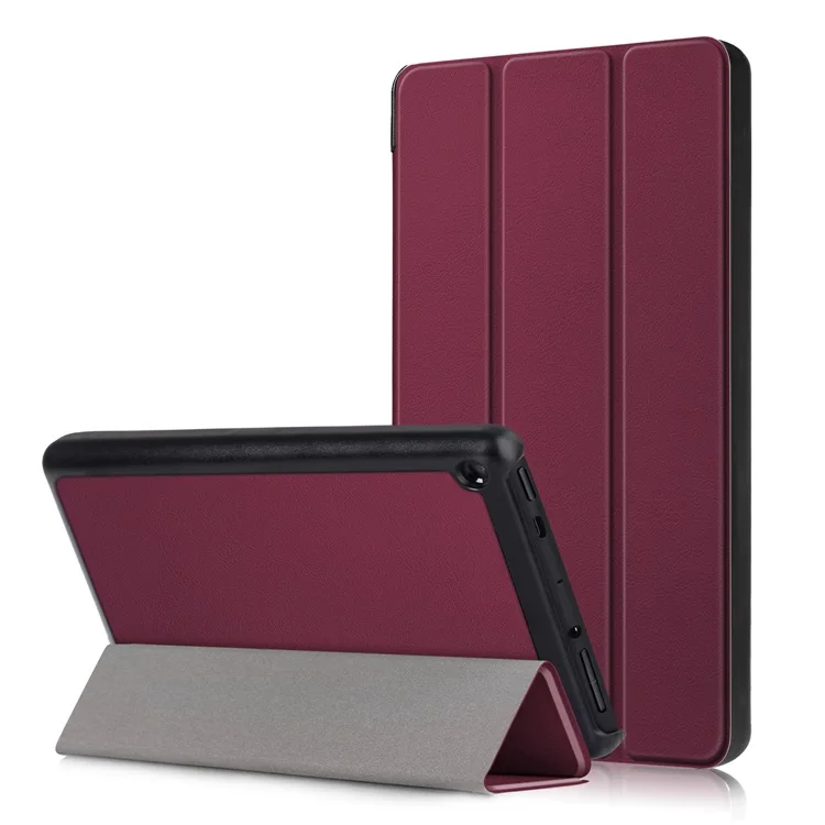 Чехол для планшета Amazon Fire 7 9th Gen, ультратонкий легкий защитный чехол-книжка из искусственной кожи - Цвет: Wine Red