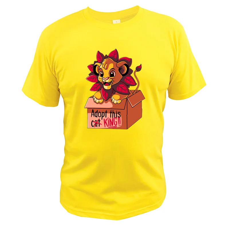 Футболка с изображением короля льва Simba, с цифровым принтом, из чистого хлопка, с фильмами «странные вещи», футболка, Demogorgon, топы, футболки - Цвет: Цвет: желтый