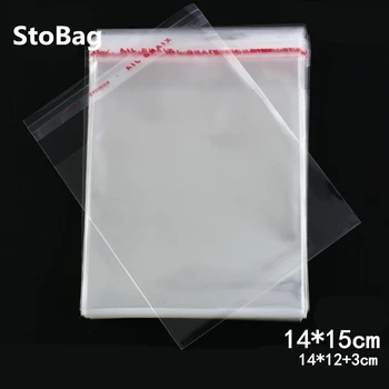 

StoBag 200pcs 14*15cm Plastic Packaging Self Adhesive Bag OPP Clear Pack Jewelry Packaging Gift Bag Cookie Bag Poly Bag OEM Size