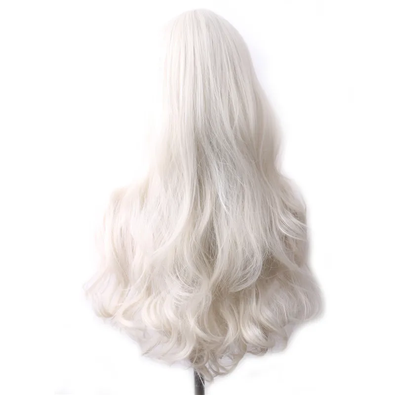 WoodFestival Wavy Synthetic Hair Wig Cosplay Ladies Colored Long Wigs For Women White Pink Red Dark Brown Green Blue Grey Ombre