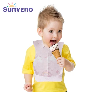 

20pcs Sunveno Disposable Baby Bibs Eating Saliva Paper Feeding Scarf for Feeding Traveling On The Go Waterproof Soft Leakproof