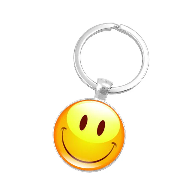 

Hot Sales Funny Expression Smiley Time Stone Metal Keychains Metal Key Chain Pendant Creative Gift