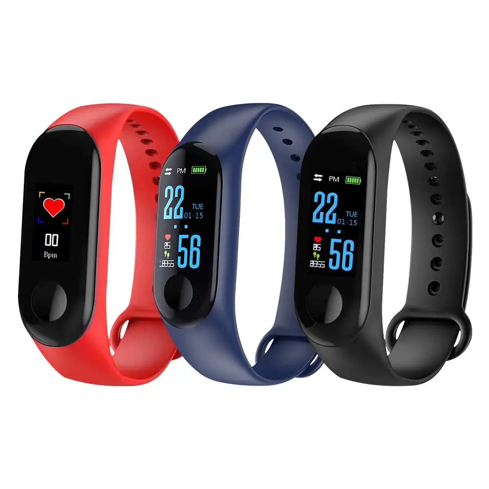 

M3 Color Screen Smart Bracelet Fitness Tracker Counter Heart Rate Blood Pressure Information Push Waterproof Sports Wristband