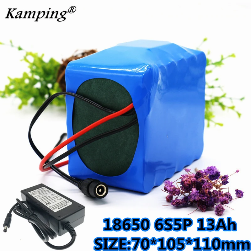 

24V lithium ion battery pack 6s5p 25.2v 13000ah 18650 350W rechargeable battery is suitable for electric bicycle + 25.2v Charger
