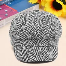 Модный берет шапка в британском стиле, шерстяная осенне-зимняя клетчатая шапка унисекс, аккуратная вязаная шапка, хорошо удерживает тепло