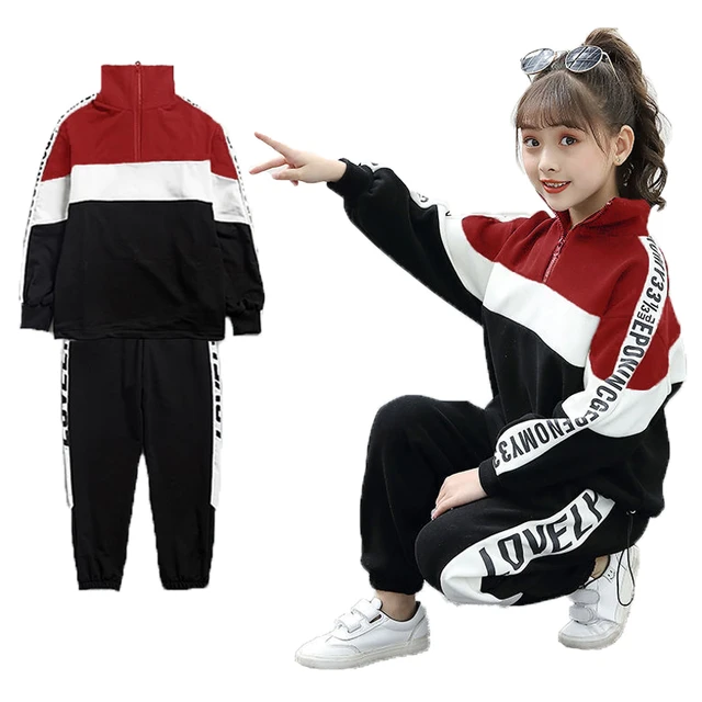 Conjunto de ropa para niña adolescente, Sudadera con capucha y pantalones,  chándal, 2 piezas, 10, 12 y 14 años, primavera y otoño, novedad - AliExpress