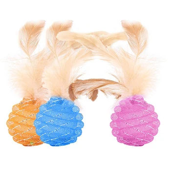 

Interactive Cat Toys Pet Supplies Play Self-excited Training Paly Scratch Attract Entertain Line Balls With Feather Game For Cat