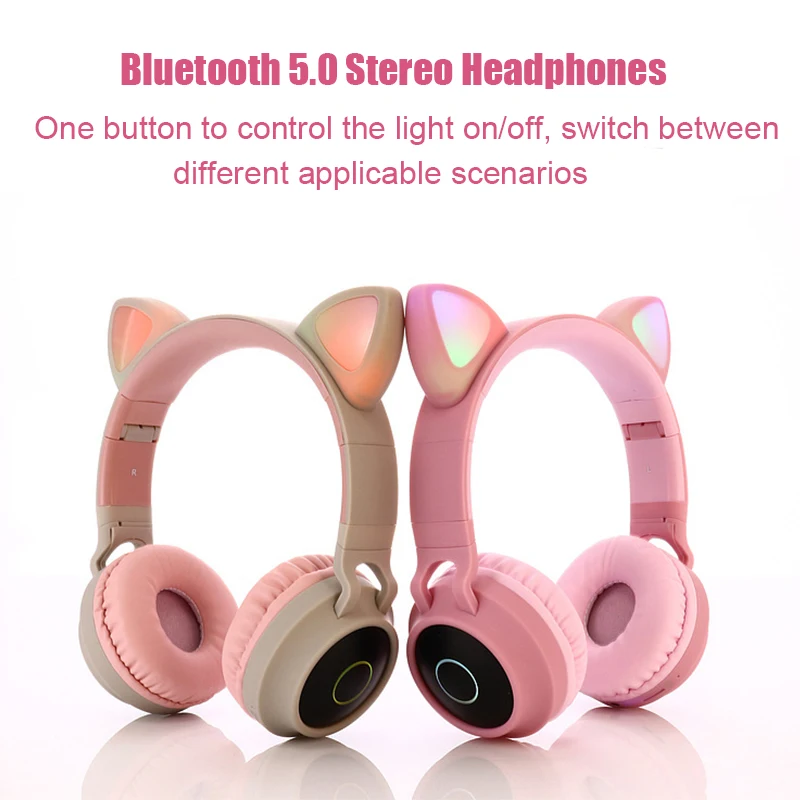 Детский Bluetooth 5,0 Новое поступление светодиодный кошачий ушной беспроводной наушник Hi-Fi стерео Бас шумоподавление HIFI стерео бас