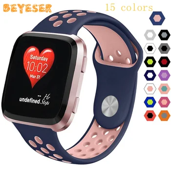 

Wrist band Soft Silicone For Fitbit Versa Smart Accessories Bracelet Adjustable bands Replacement Watch Strap Double Colour belt