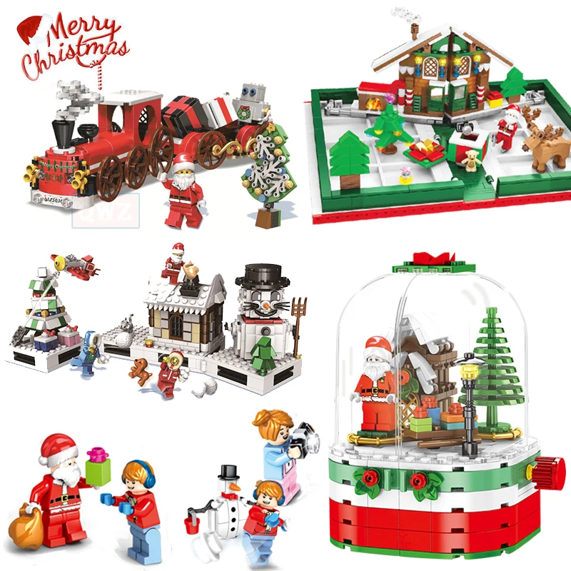 

Santa Sleigh Reindeer Gift Christmas Cabin Assembled Building Blocks Compatible Bricks Toy for Snowman boys and girls Toy Gift