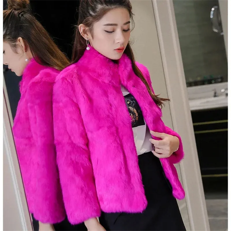 Women\'s Faux Mink Coat 2022 Autumn Winter Tops Female Imitation Velvet Jacket Ladies Short Stand Collar Casual Coat C1703