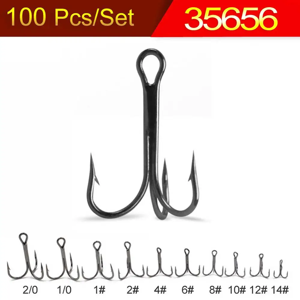 FREE FISHER 100 шт./лот 35656 2 # тройные Крючки из высокоуглеродистой стали рыболовные