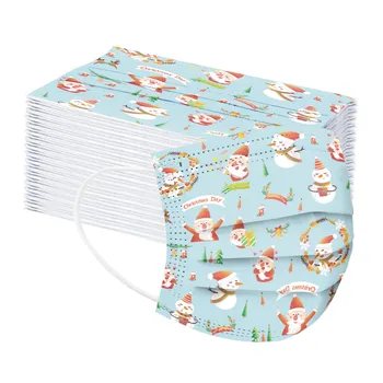 

100pcs Christmas Disposable Masks Kids 3 Layers Non-woven Fabric Face Mask Dustproof Breathable Mouth Cover Mascarillas Masque