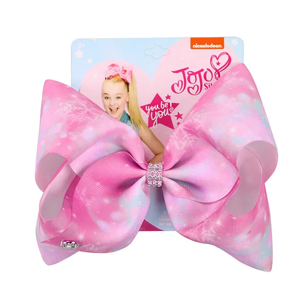 Розовый " Большой Jojo Siwa банты шпилька ручной работы Снежинка волосы банты для девочек ленты узел Jumbo подарок на день Святого Валентина - Цвет: Розовый
