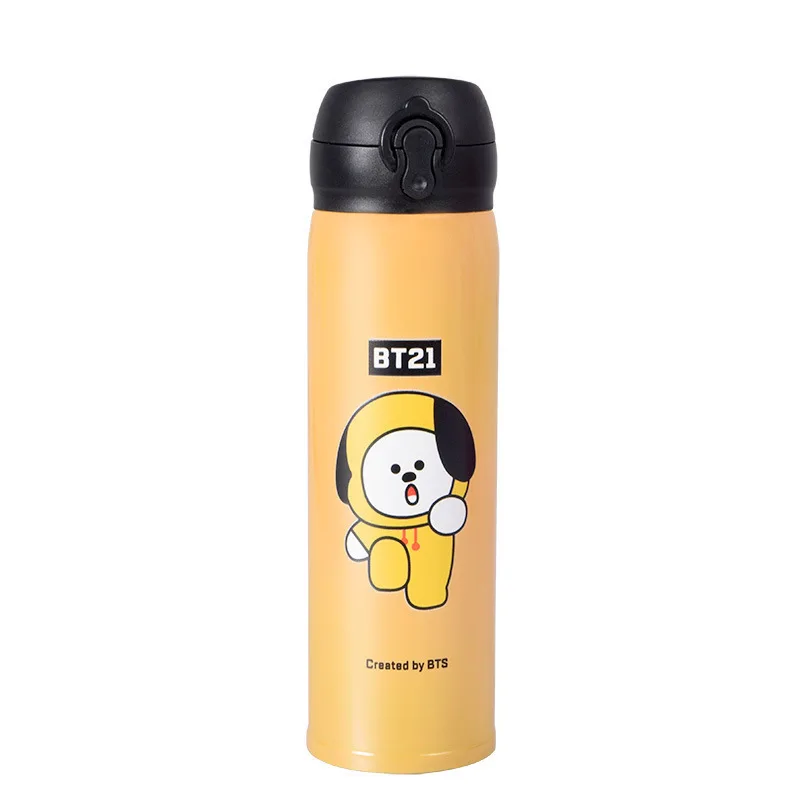Kpop Bangtan "RJ" "TATA" и т. Д. Милая мультяшная чашка с изоляцией чашка из нержавеющей стали сопроводительная чашка для женщин мужчин Bangtan ювелирные изделия - Цвет: Черный