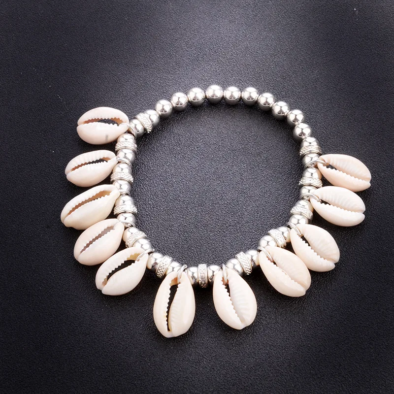 Boho Женщины бисера оболочки браслет на лодыжку Сандалеты пляж бижутерия для ног