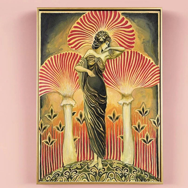 

Canvas Paintings Soma Goddess Pagan Mythology Poster and Print Nouveau Psychedelic Mushroom Bohemian Wall Picture for Home Decor