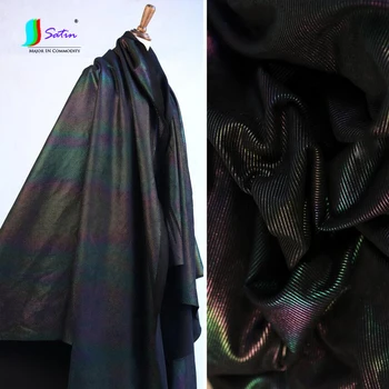 

Black Background Gradient Color Stage Clothing Stripe Holographic Soft Design Coat Jacket Material Fabric Width 145cm A0280L