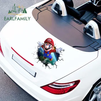 

EARLFAMILY 43cm x 37.7cm for Super Mario Waterproof Car Stickers Sunscreen Personality Bumper Car Door Decal Vehicle Decoration