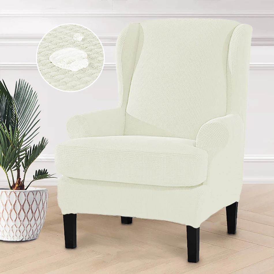 Sloping Arm Wing Back Jacquard Sofa Covers Chair Cover Elastic Armchair Wingback Chair Wing Back Stretch SlipCover Protector Sloping Arm Wing Back Jacquard Sofa Covers Chair Cover Elastic Armchair Wingback Chair Wing Back Stretch SlipCover Protector