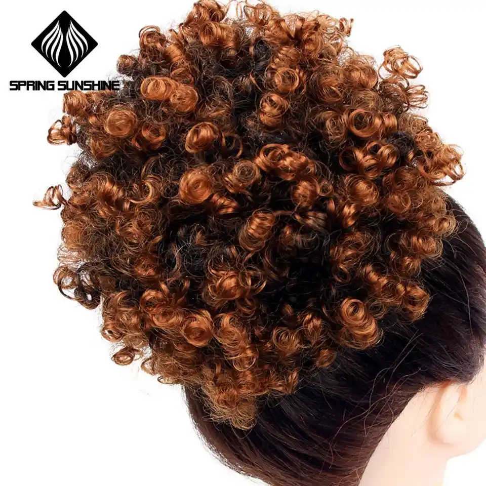 6inch Short Afro Puff Synthetic Hair Bun Kinky Curly Chignon