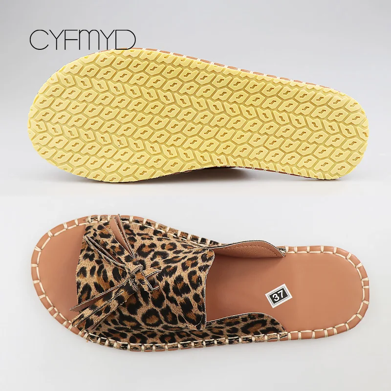 leopard print tassel mules sandals