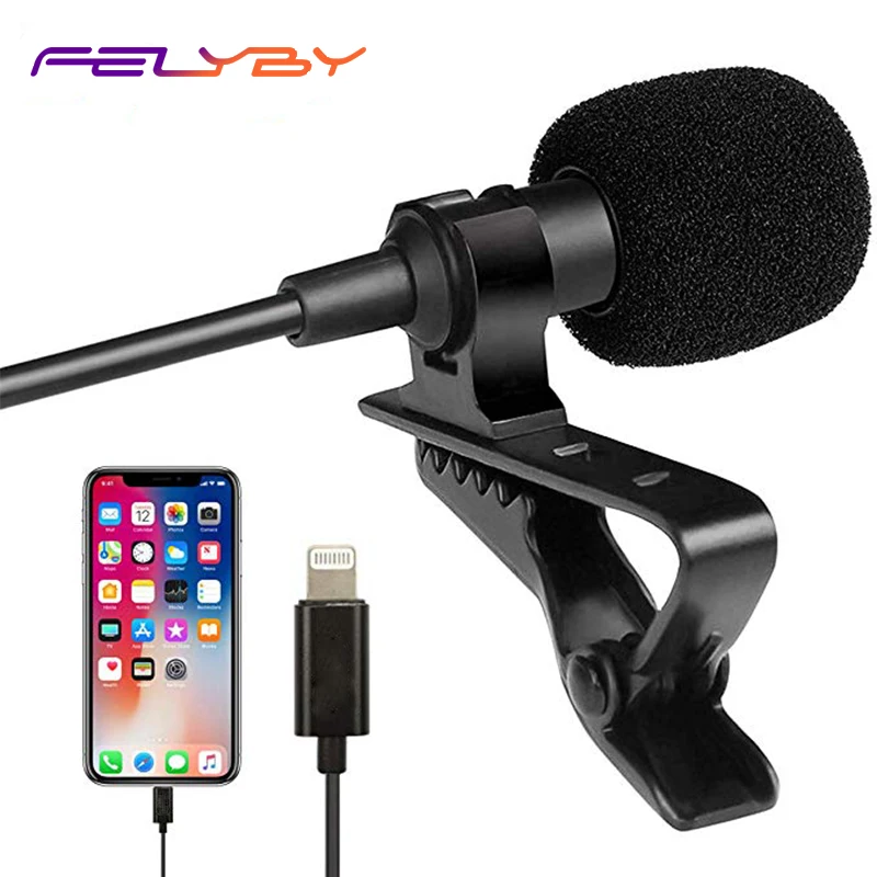 

FELYBY Lavalier Lapel Condenser Microphone for iPhone/iPad YouTube Vlogging Facebook Interview Live stream Video Recording