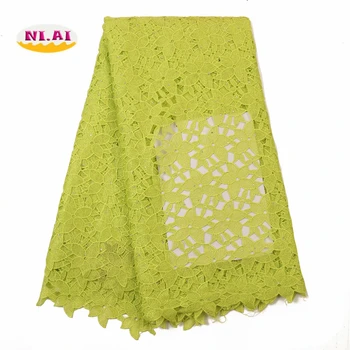 

NIAI 2020 High Quality African Guipure Lace Fabric Hollow Out Nigerian Water Soluble Cord Lace Fabric For Party Sewing XY3347B-5