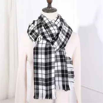 

Women Plaid Scarves with Raw Edges Ladies Girls Warm Capes Soft Rectangle Checks Shawls Women Wraps Female Long Winter Scarf