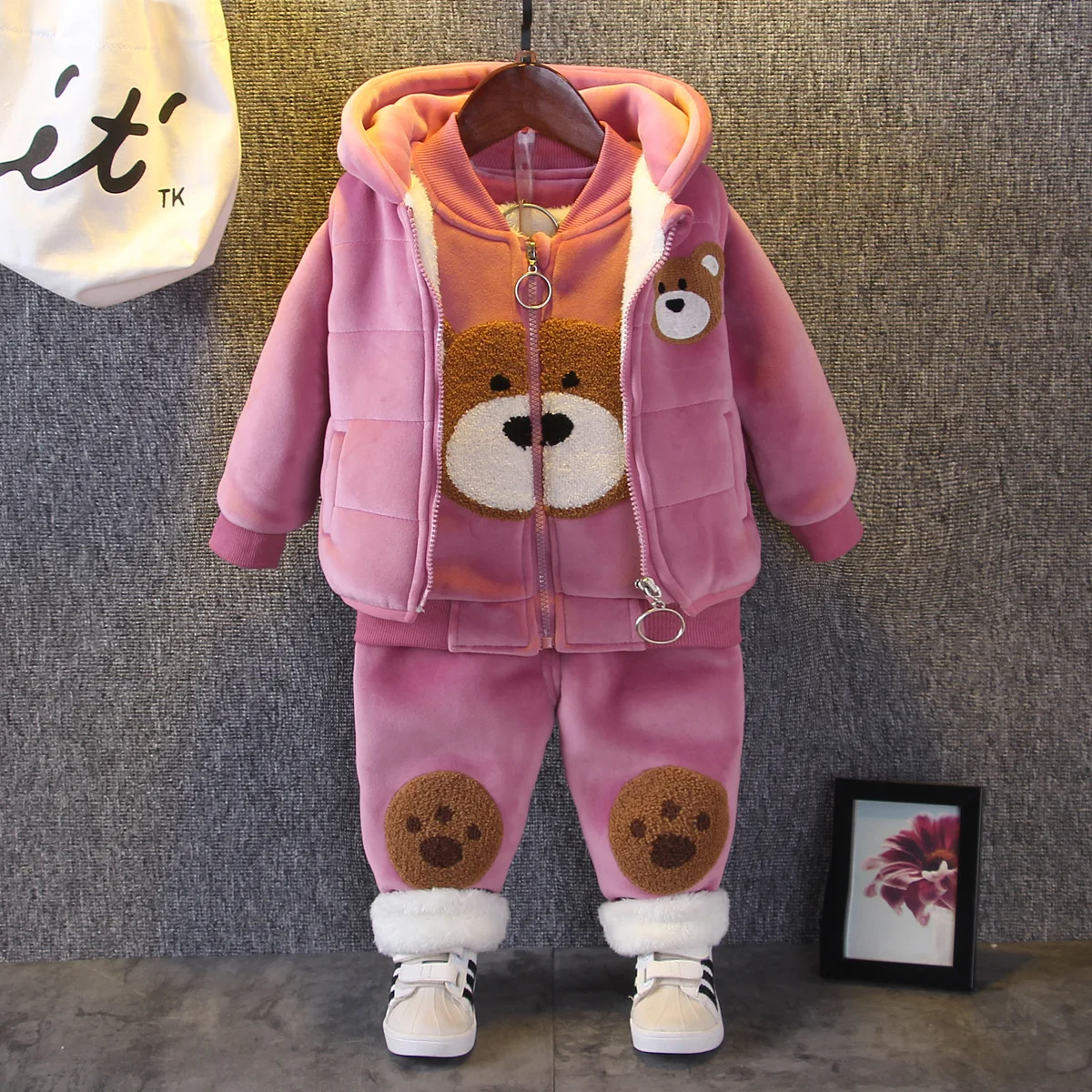

CHILDREN'S Suit 2019 New Style Childrenswear Autumn And Winter CHILDREN'S Three-piece Suit Childrenswear Children plus Velvet Se