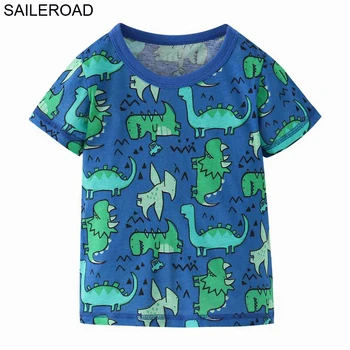 

SAILEROAD Dinosaur Print Boys T Shirts for Baby Clothes Summer Children Top Tee Shirts Cotton Kids Clothing Animal Shorts Shirt