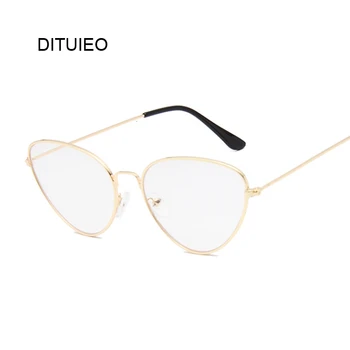 

Luxury Brand Designer Cat Eye Small Frame Women Men Eye Glasses Vintage Metal Korean Eyeglasses Clear Lens Thin