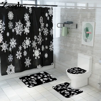 

Modern Style Bath Mat and Shower Curtain Set Microfiber Bathroom Carpet Set Waterproof Shower Curtain Bath Rug Non-slip Foot Mat
