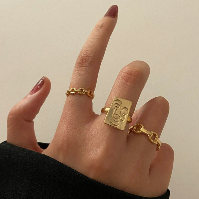 Color Hollowed Heart Shape Open Ring Set Design Cute Fashion Love Jewelry For Women Girl Gifts Adjustable Birthday Party