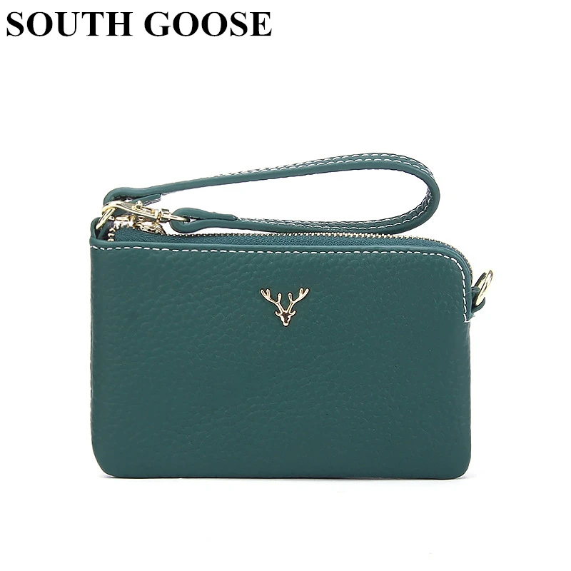 Monederos de piel auténtica para mujer, bolsos de mano con correa para la muñeca, carteras pequeñas simples, tarjetero, 2021|Monederos| - AliExpress