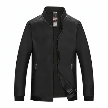 

Plus Fat plus Size Men's Wear Leather Coat Fat Man Baseball Collar Leather Jacket Fat Large Size Pu Wash With Water Leather