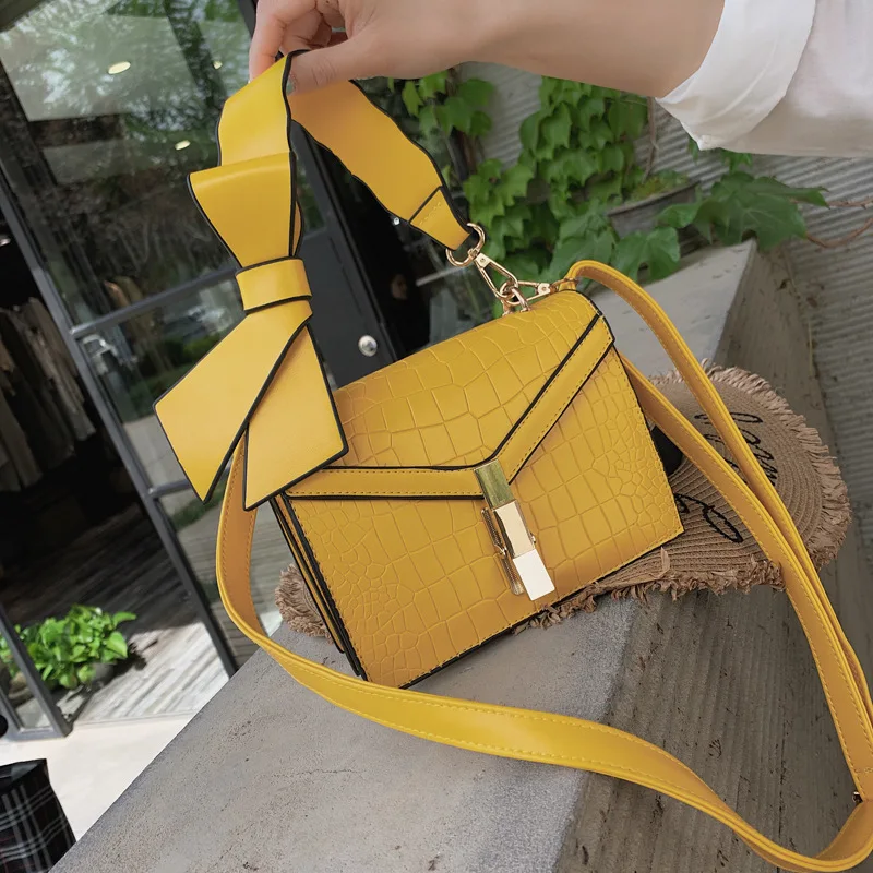 

New PU Leather Bow Crossbody Bags For Women Handbags Chain Fashion Simple Small female Shoulder Messenger Bags Ladies Flaps