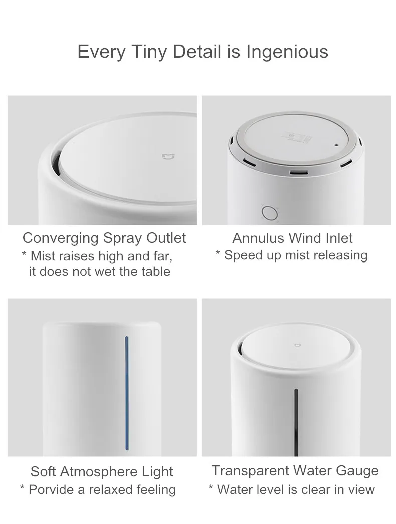 Xiaomi Mijia умный стерилизационный увлажнитель 4.5L большой емкости резервуар для воды UV-C мгновенное увлажнение приложение управление для дома и офиса