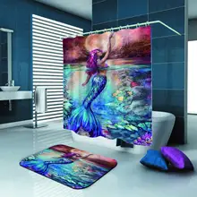 Sexy Mermaid Want to Touch Moon Polyester Fabric Shower Curtain