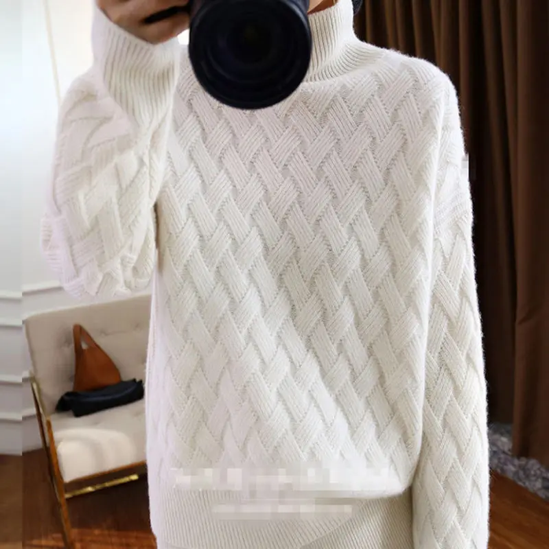 BELIARST осень-зима кашемировый свитер Для женщин с высоким воротником, пуловер свитер утягивающий плотная вязаная одежда свитер большого размера - Цвет: Белый