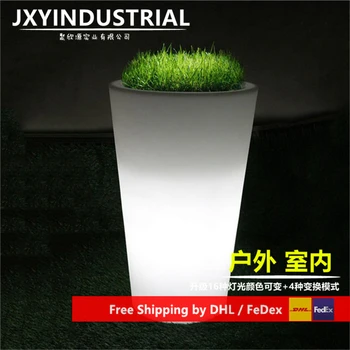 

Plastic rechargeable luminous multipurpose POT SQUARE LED flower pot and cube led ice bucket for bar home party decoration