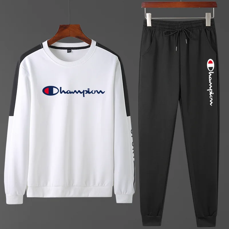 

2020 New Style Korean-style Trend Leisure Sports Suit Students Couples round Neck Sweater Men's Spring And Autumn