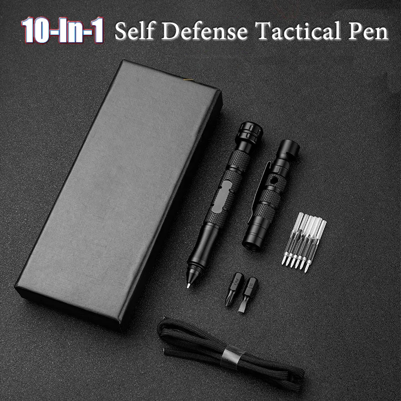 10-In-1 Hand Spinner Self Defense Tactical Pen Whistle Screwdriver Bottle Opener Window Breaker Outdoor Survival EDC Tool Gift |