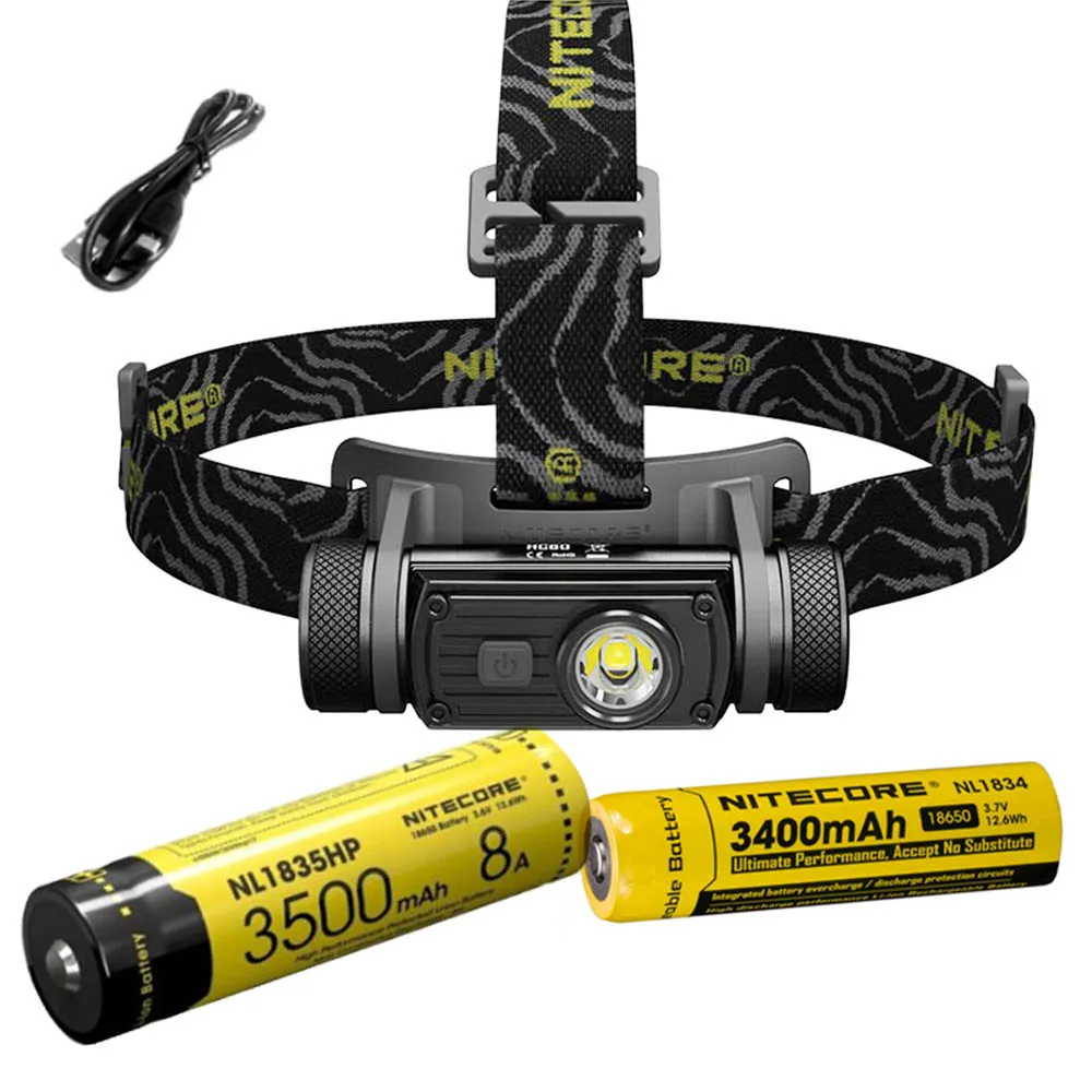 Nitecore HC60 налобный фонарь CREE XM-L2 U2 1000 люмен, налобный фонарь, водонепроницаемый фонарь для кемпинга с аккумулятором 18650 3400 мАч - Испускаемый цвет: NL1834 NL1835HP